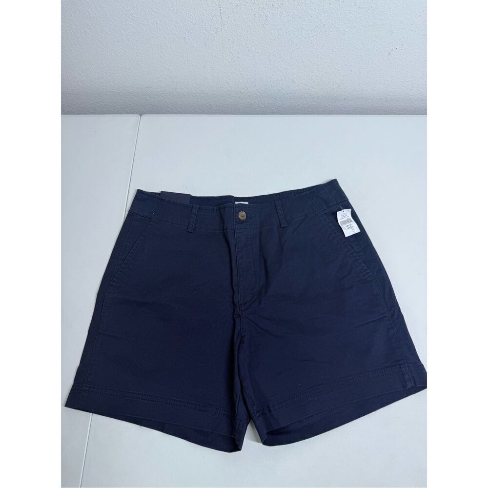 NWT GAP Womenโs CottonโBlend Chino Shorts Navy Blue Size 10